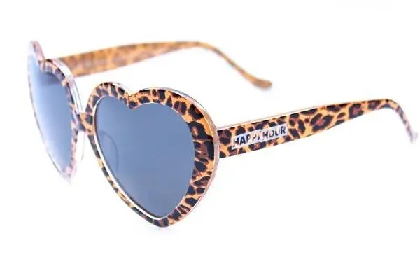 Leopard Print Sunglasses with Playful Heart Accents