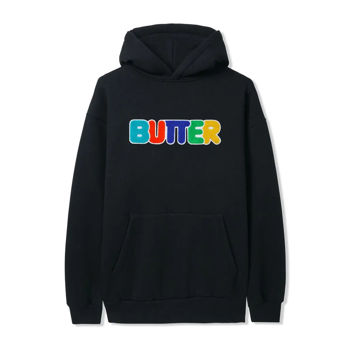 Butter Goods Black Pullover Hoodie Featuring Rounded Chenille Applique
