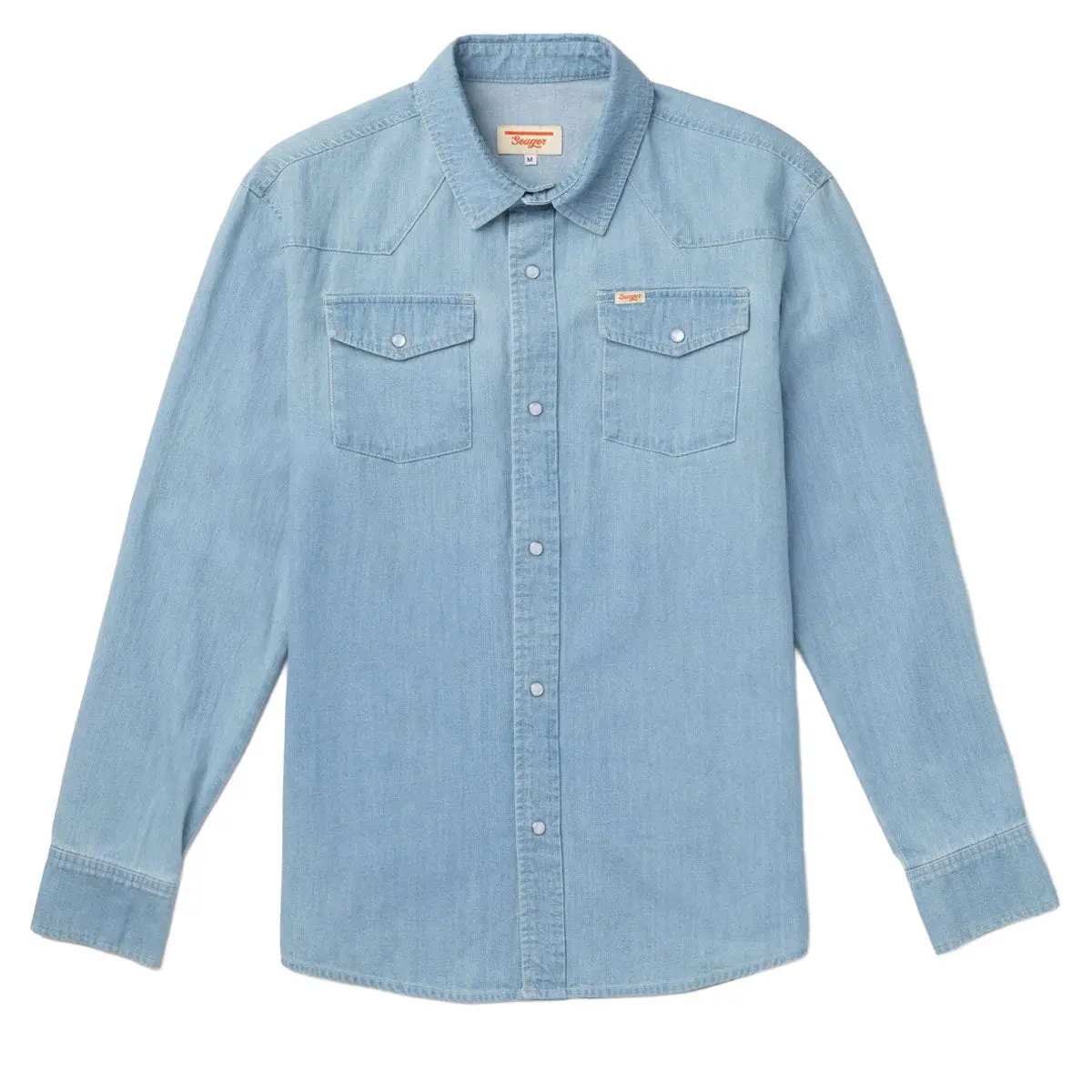 Seager Reagan Long Sleeve Pearl Snap Shirt - Light Wash 1