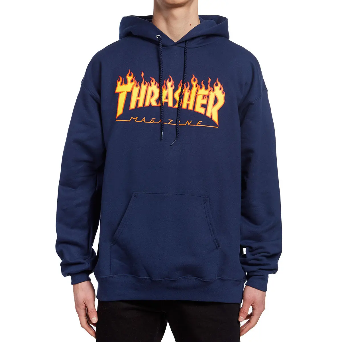 Thrasher Flame Hoodie - Navy 1