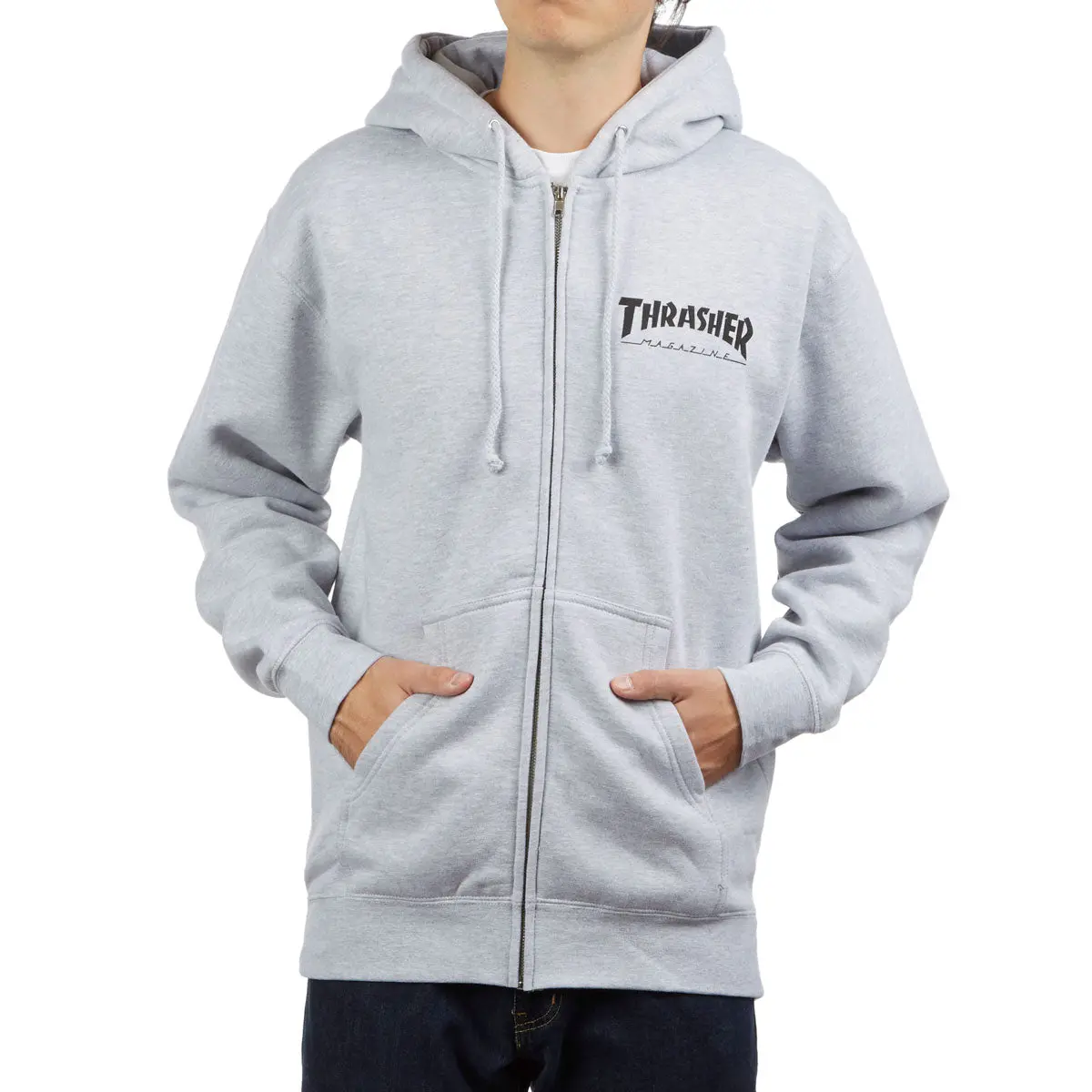 Thrasher Logo Zip Up Hoodie - Grey 1