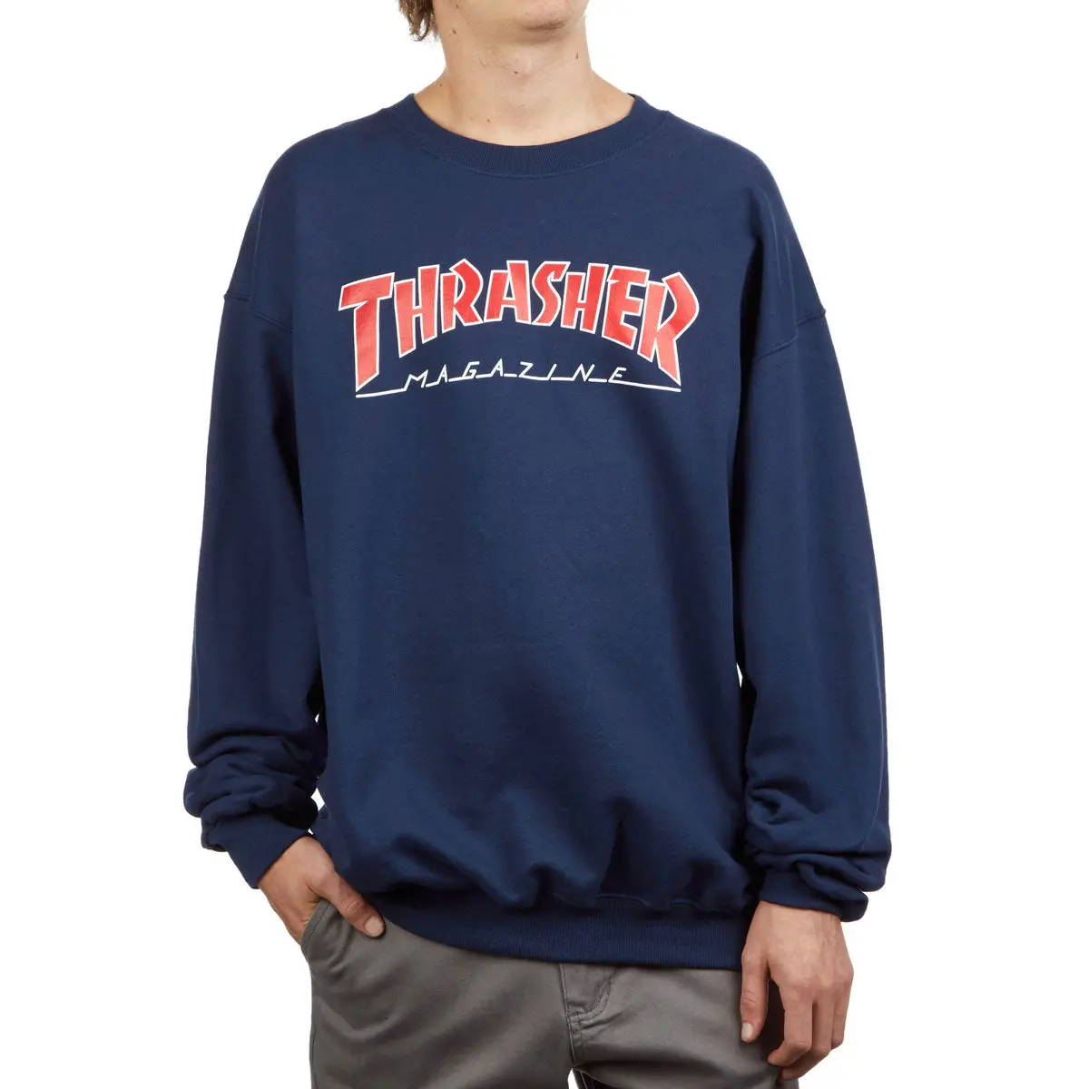 Thrasher Oulined Crew Sweatshirt - Navy Blue 1