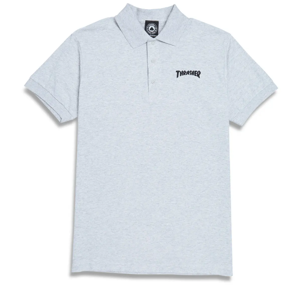 Thrasher Logo Embroidered Polo Shirt - Grey 1