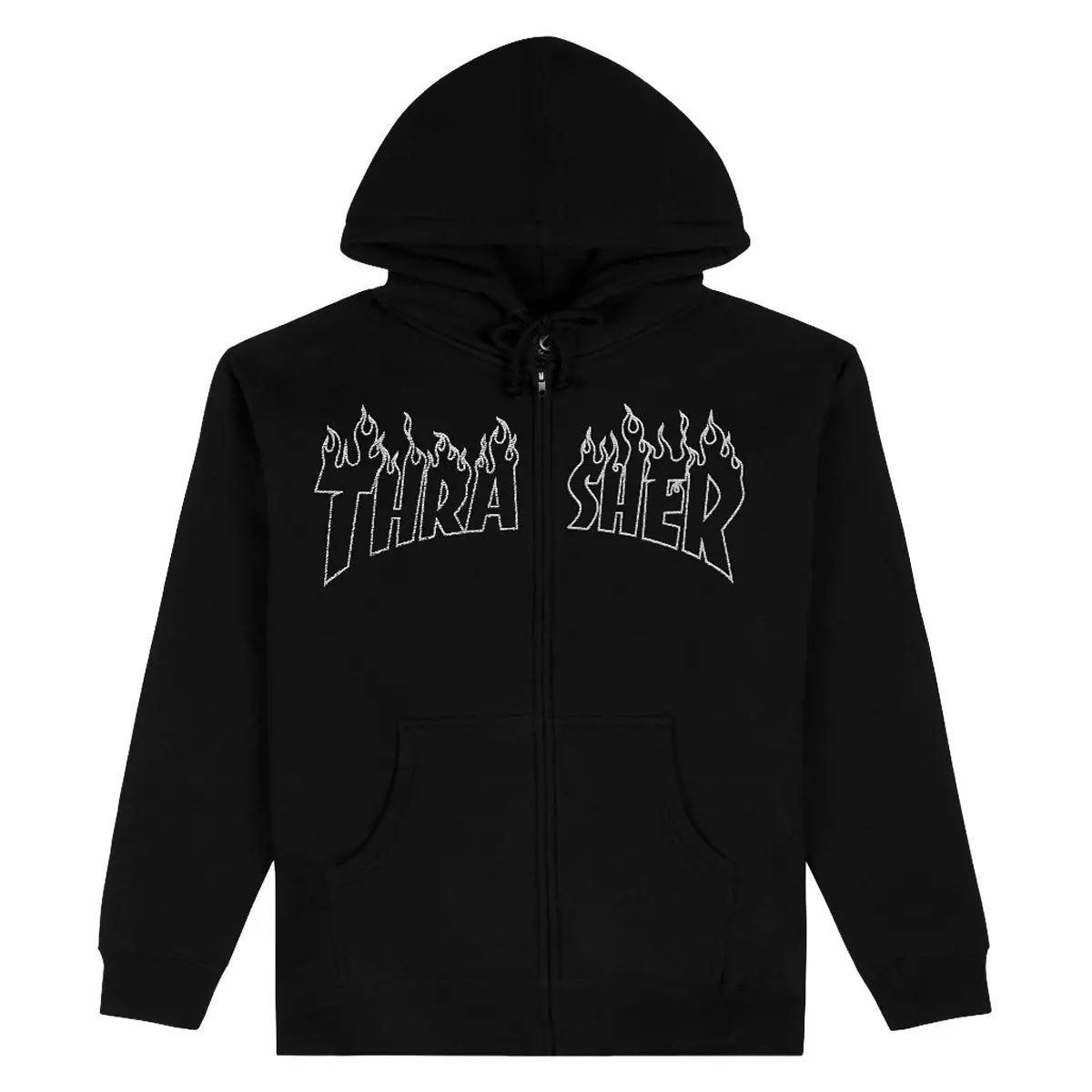 Thrasher Flame Embroidered Zip Hoodie - Black 1