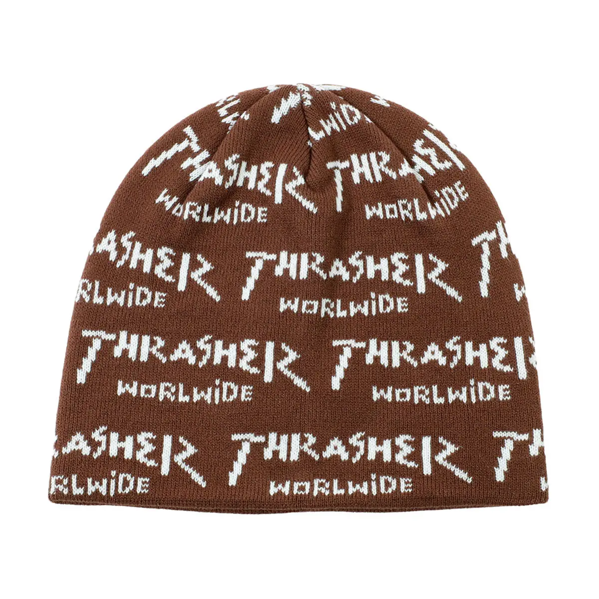 Thrasher Worldwide Skully Beanie - Brown 1