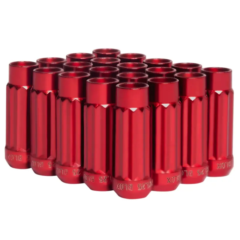 Blox Racing 12-Sided Tuner Lug Nuts – 12X1.5Mm, Red Steel, 20-Piece Set 1