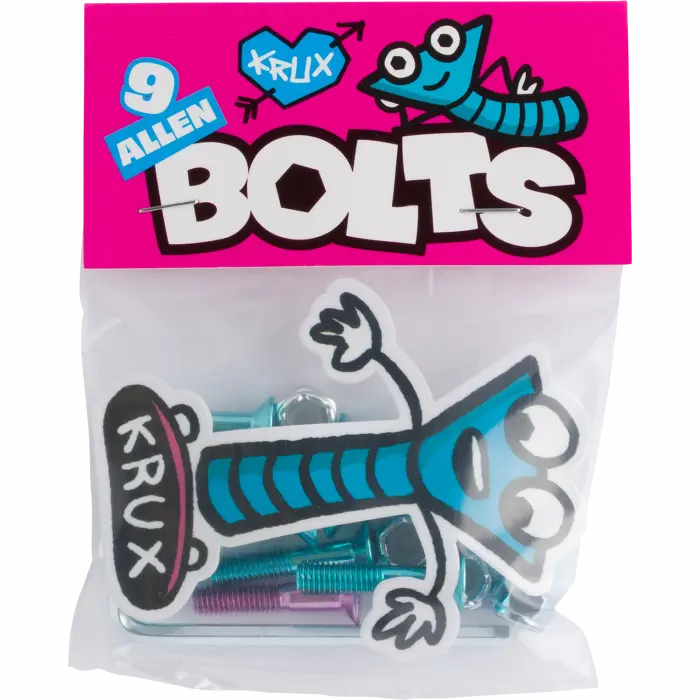 Krux Krome 1-Inch Allen Hardware: Blue Skateboard Truck Frame with Pink Bolt