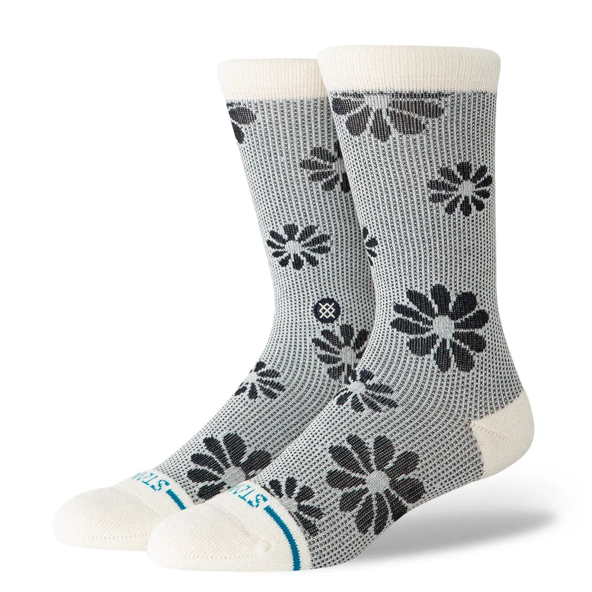 Stance Floral Stitch Crew Socks - Ivory 1