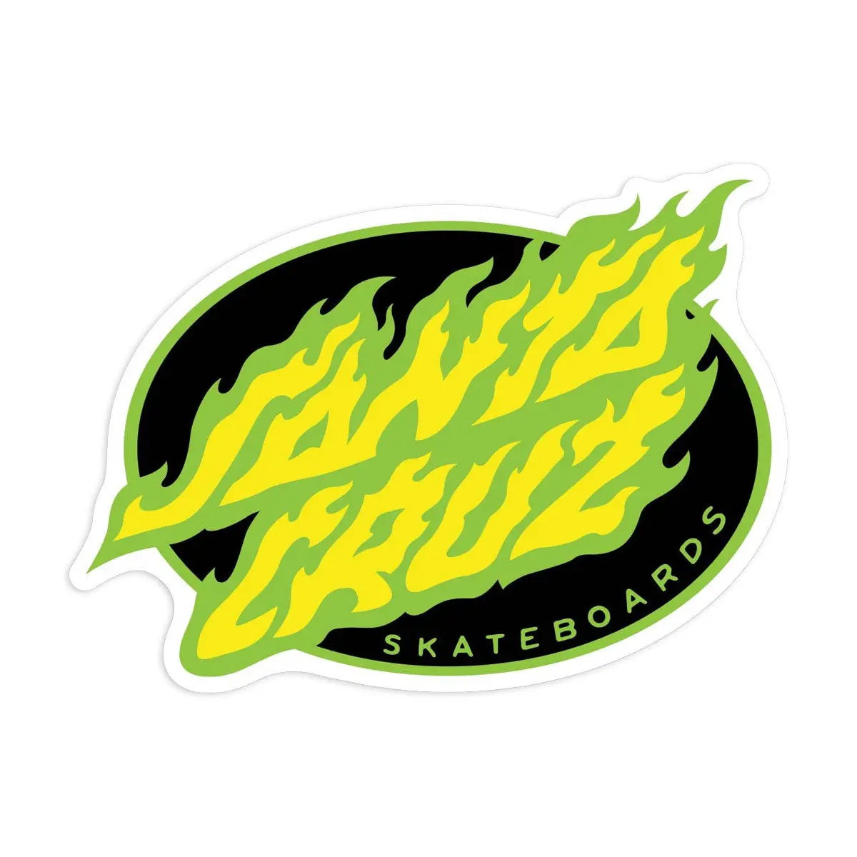 Santa Cruz Oval Flame Dot Vinyl Sticker - White/Green/Yellow 1
