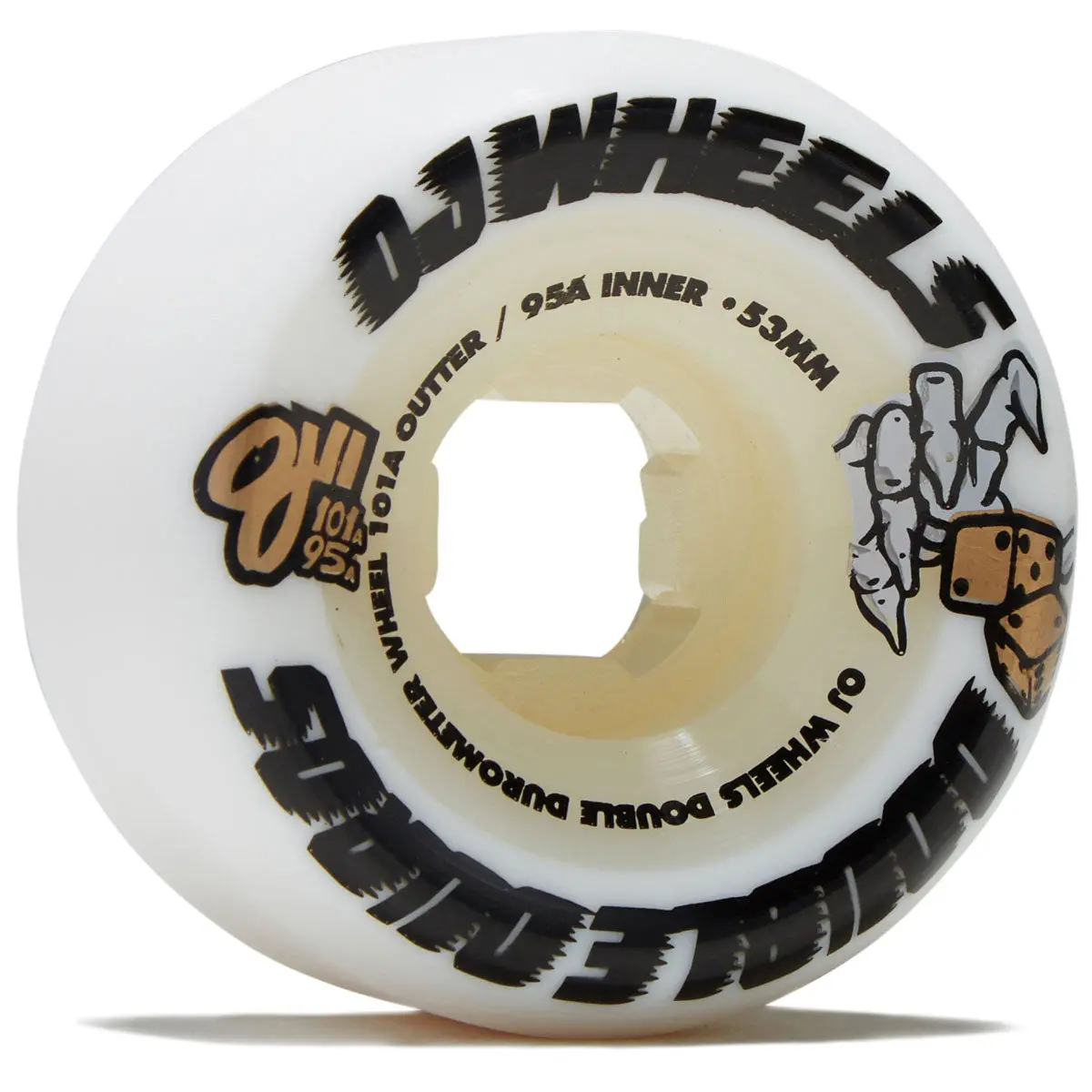 Oj Double Duro Mini Combo 101A/95A Skateboard Wheels - White/White - 53Mm 1