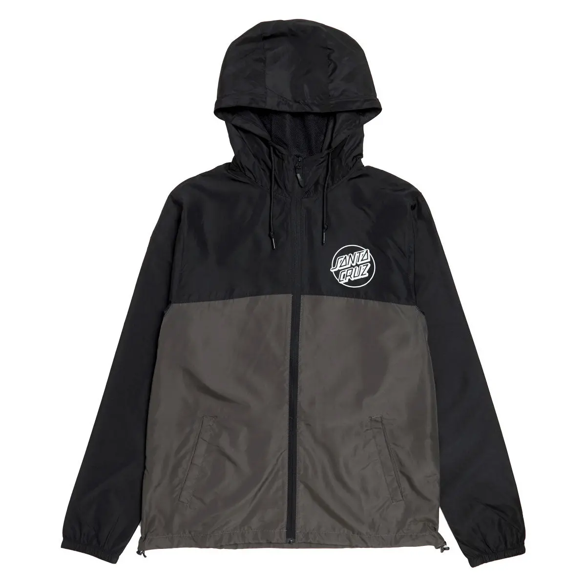 Santa Cruz Opus Dot Chest Hooded Windbreaker Jacket - Black/Graphite 1