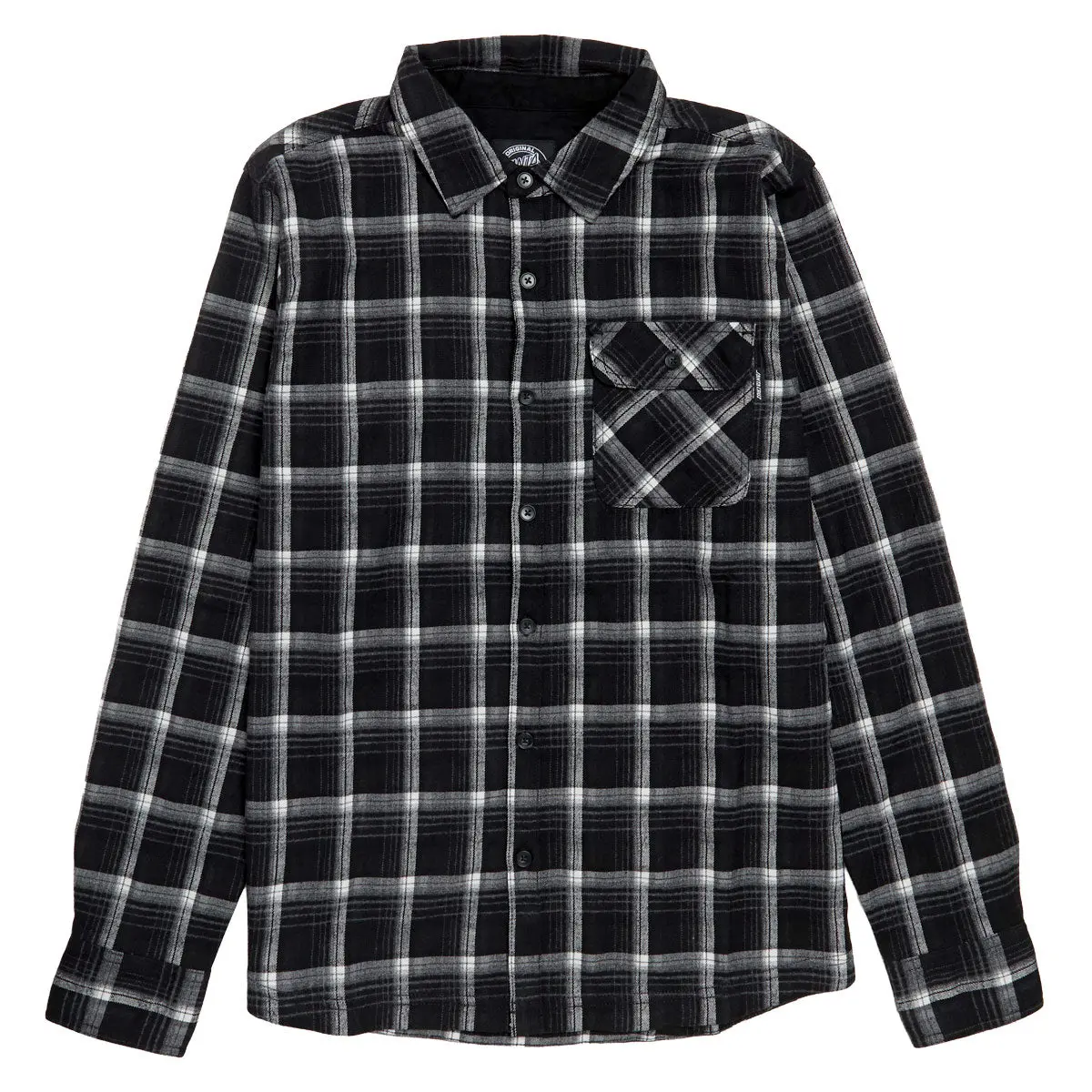 Santa Cruz Classic Long Sleeve Flannel Shirt - Black Plaid 1