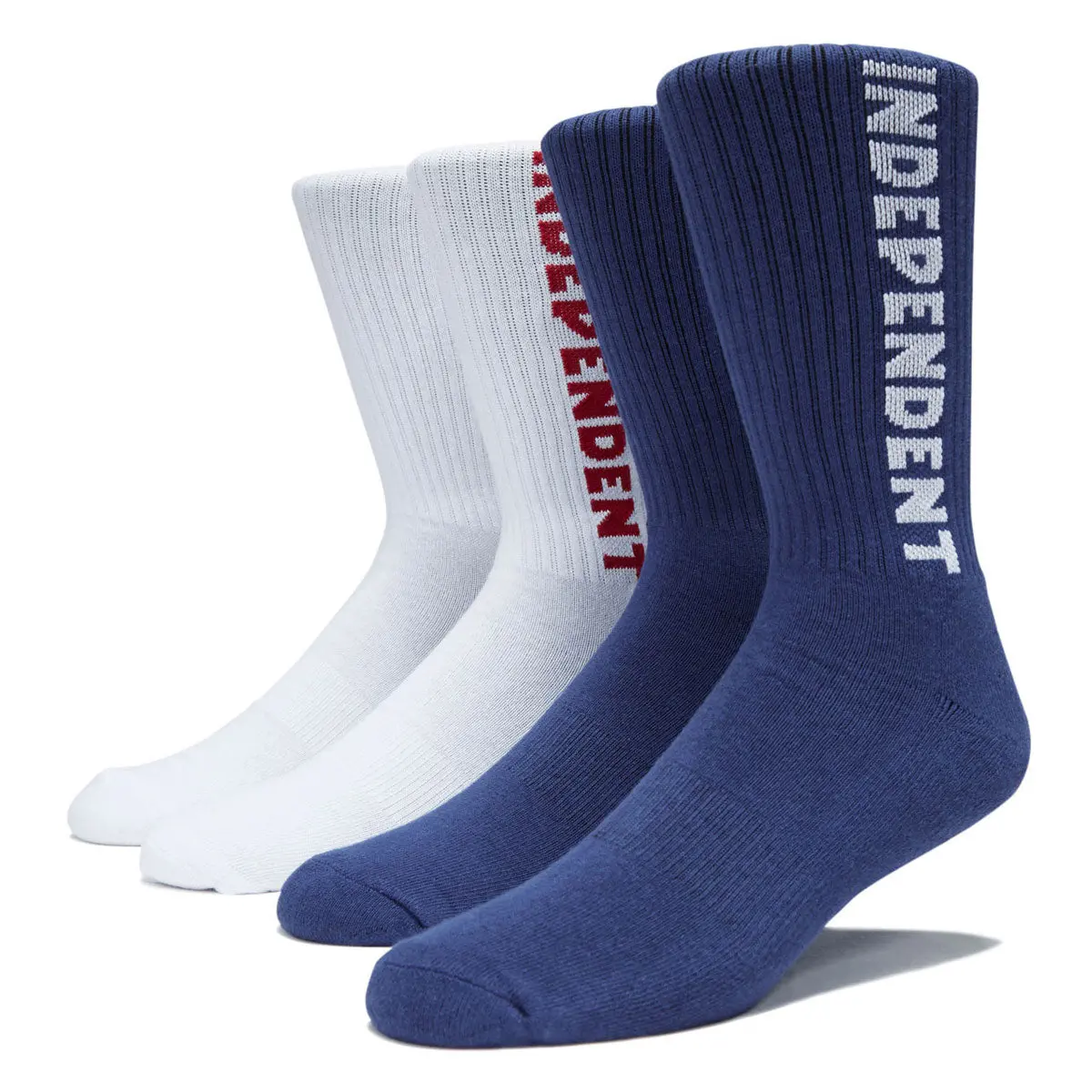 Independent Baseline Crew 2 Pack Of Socks - White/Navy 1