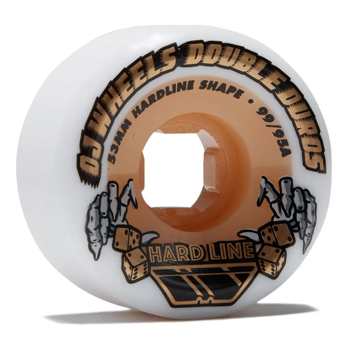 Oj Double Duro Hardline 99A/95A Skateboard Wheels - White - 53Mm 1