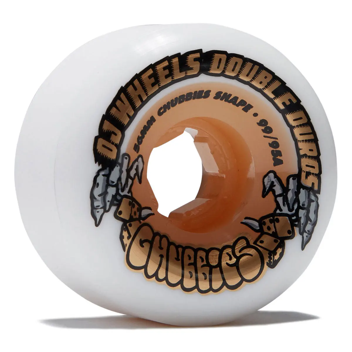 Oj Double Duro Chubbies 99A/95A Skateboard Wheels - White - 56Mm 1