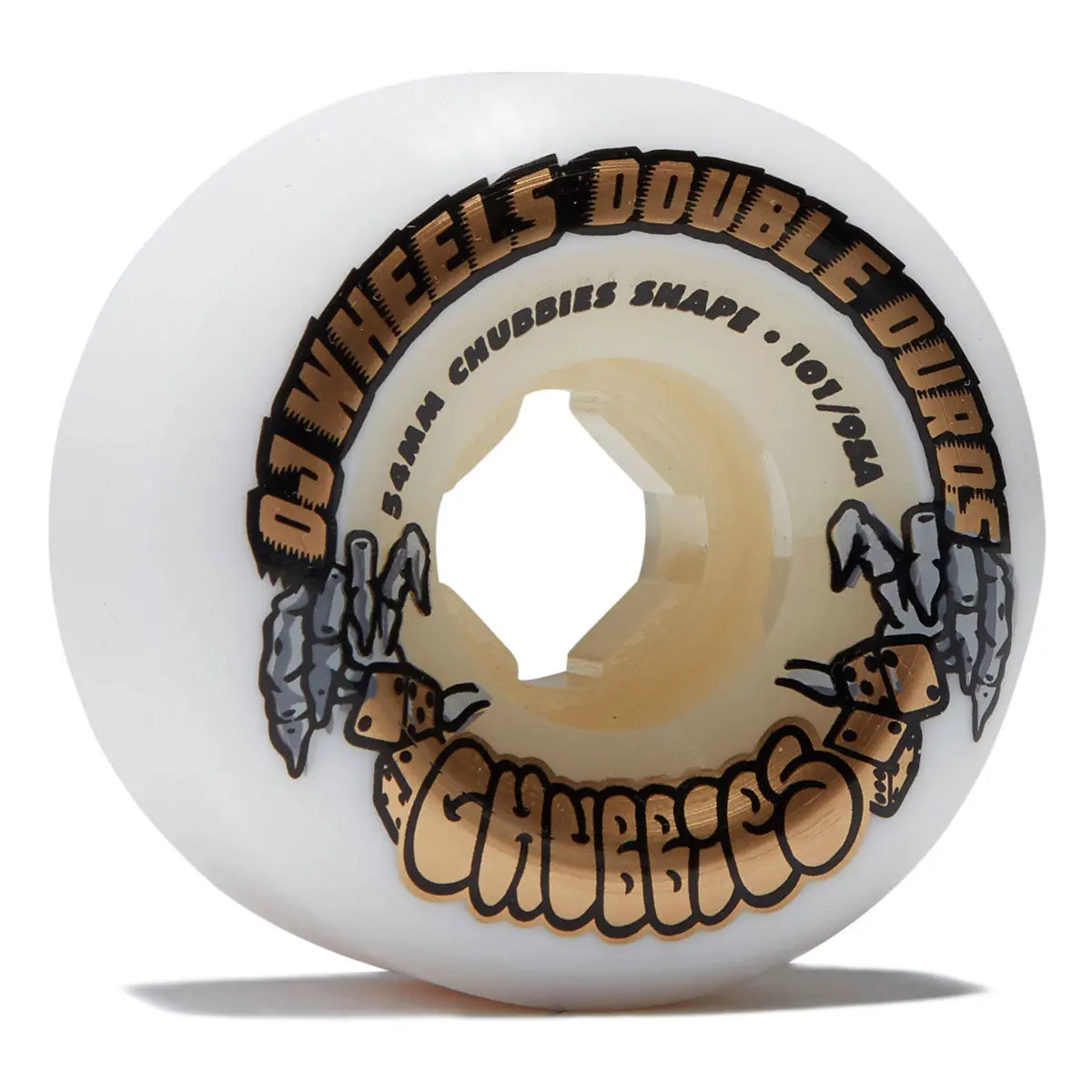 Oj Double Duro Chubbies 101A/95A Skateboard Wheels - White - 54Mm 1