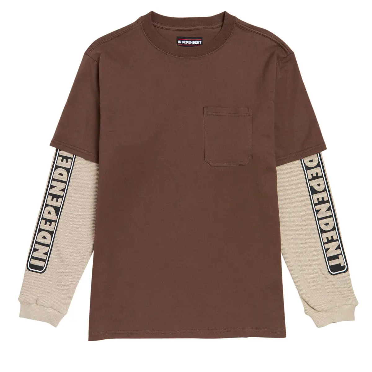 Independent Bar Logo Thermal 2Fer Long Sleeve Shirt - Chocolate/Sand 1