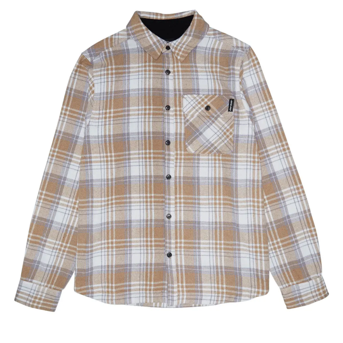 Santa Cruz Classic Long Sleeve Flannel Shirt - Sand Plaid 1