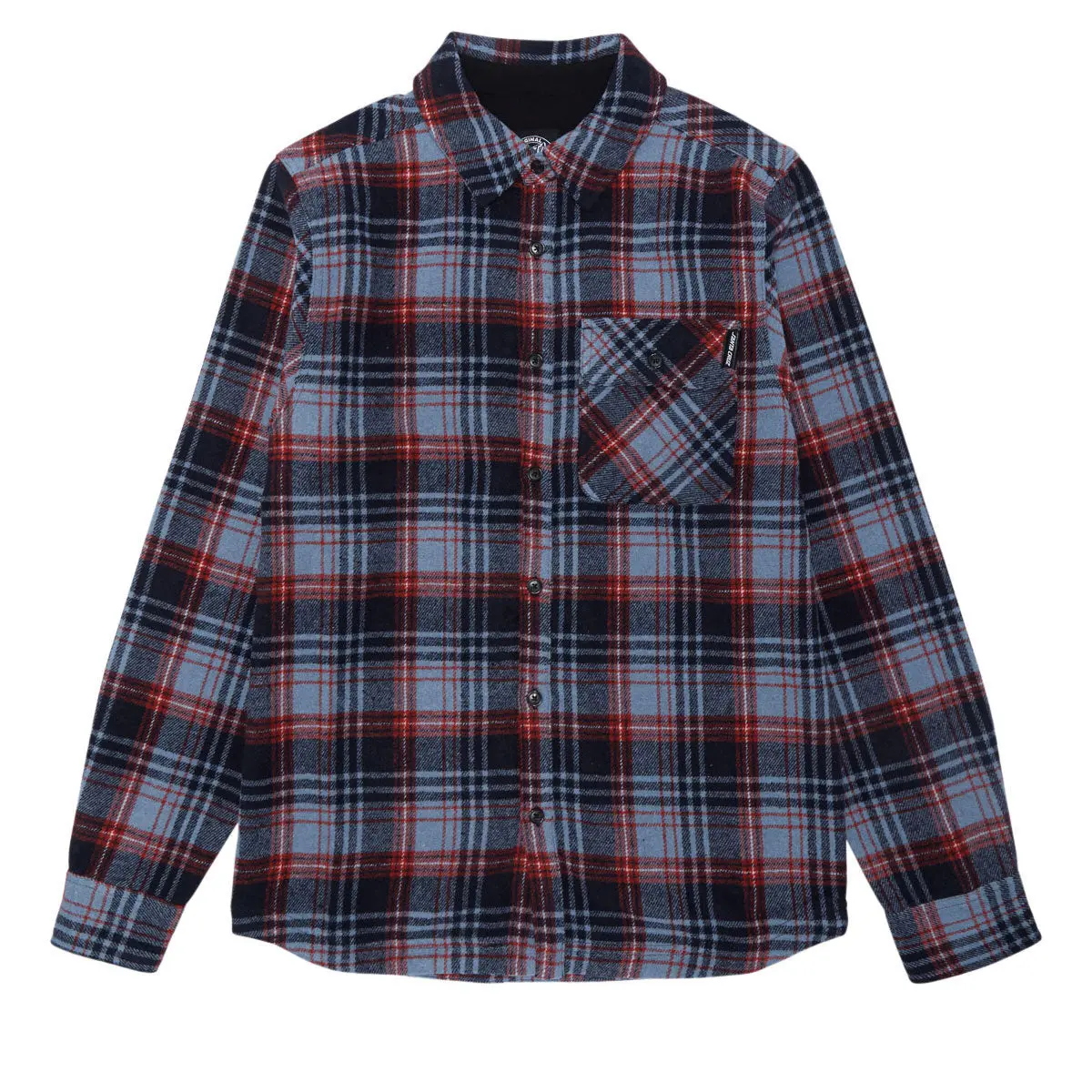 Santa Cruz Classic Long Sleeve Flannel Shirt - Blue Plaid 1