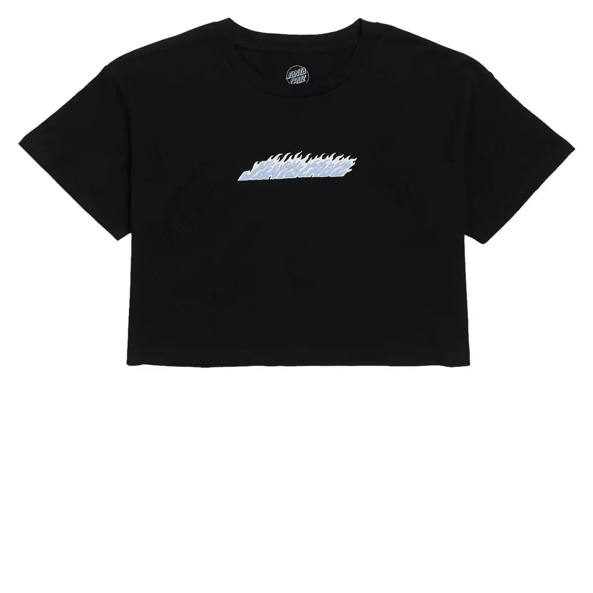 Santa Cruz Womens Flame Strip Center Oversized Cropped T-Shirt - Black 1