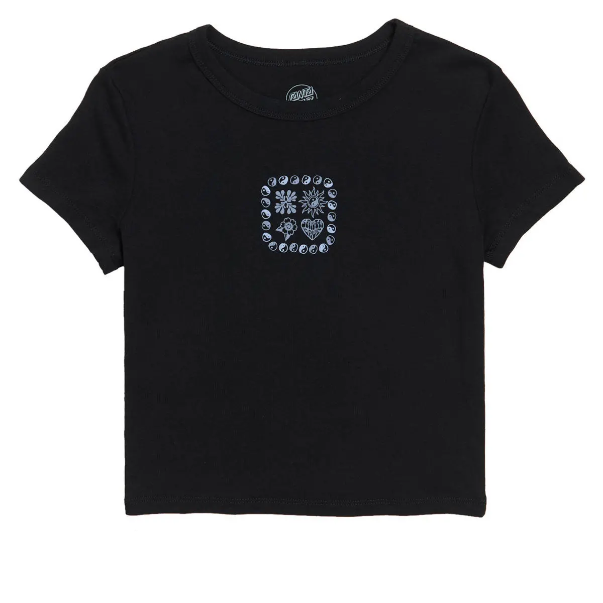 Santa Cruz Womens Strange Heart Center Cropped T-Shirt - Black 1