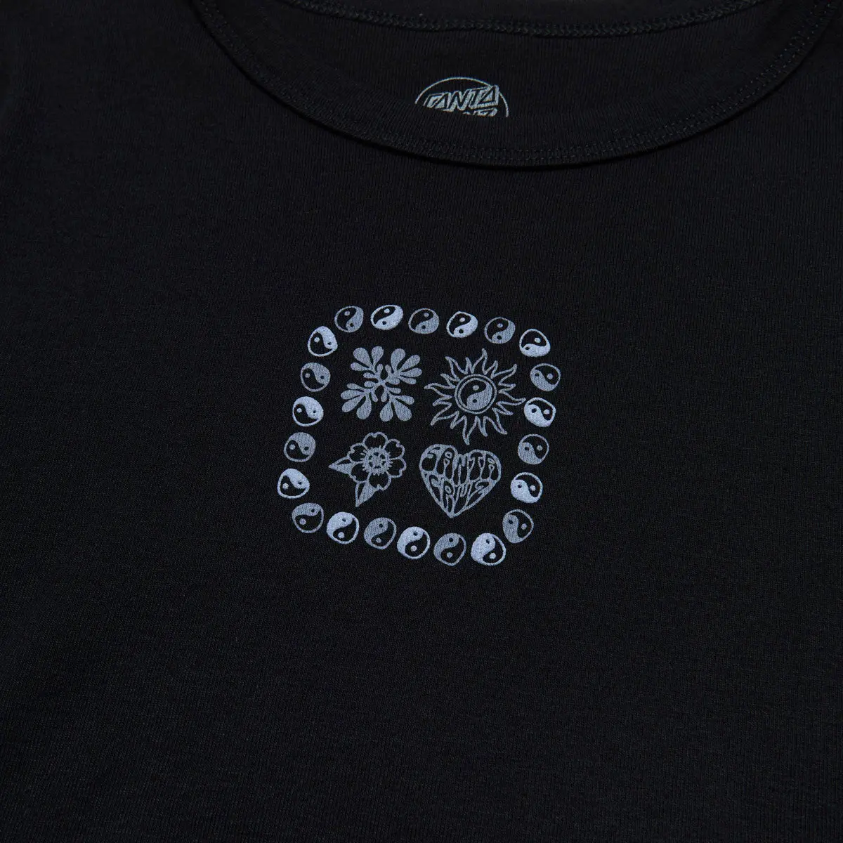 Santa Cruz Womens Strange Heart Center Cropped T-Shirt - Black 2