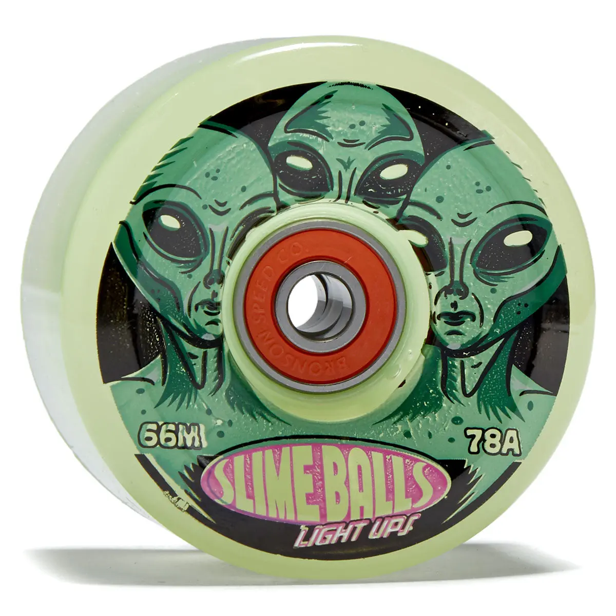 Slime Balls Friends Of Planet 9 Light Ups Og Slime 78A Skateboard Wheels - Glow In The Dark - 66Mm 1