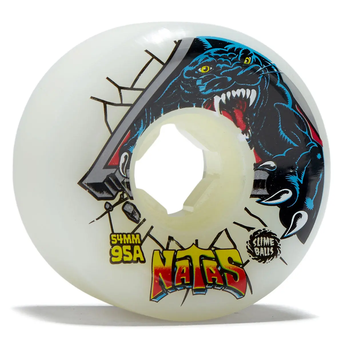 Slime Balls Natas Reissue Hardline 95A Skateboard Wheels - White - 54Mm 1