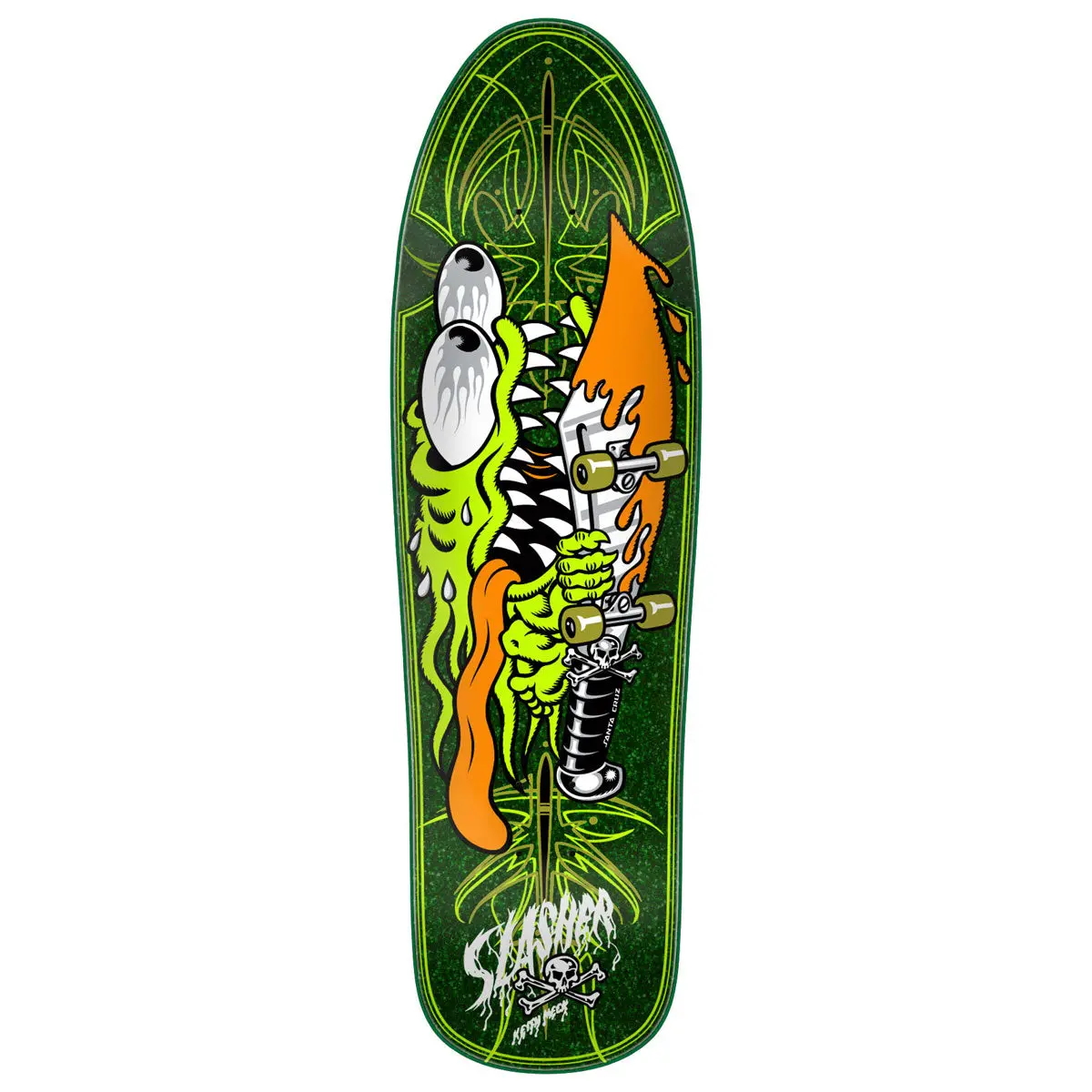 Santa Cruz Meek Pinstripe Slasher Green Pro Skateboard Deck - 9.23" 1