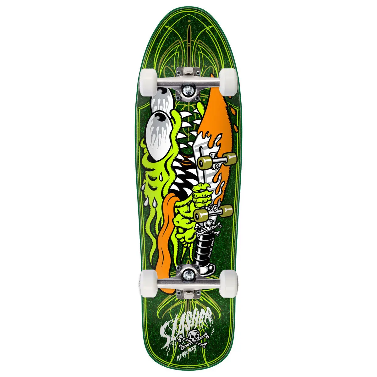 Santa Cruz Meek Pinstripe Slasher Green Pro Skateboard Complete - 9.23" 1