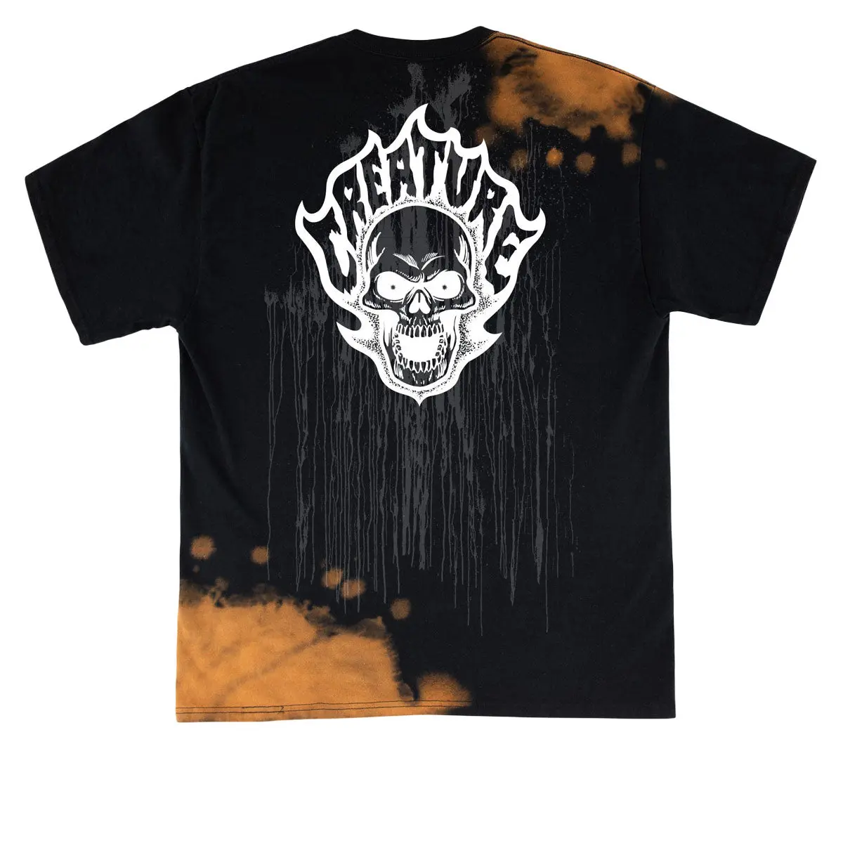 Creature Bonehead Flame Wash T-Shirt - Greasy Black 1