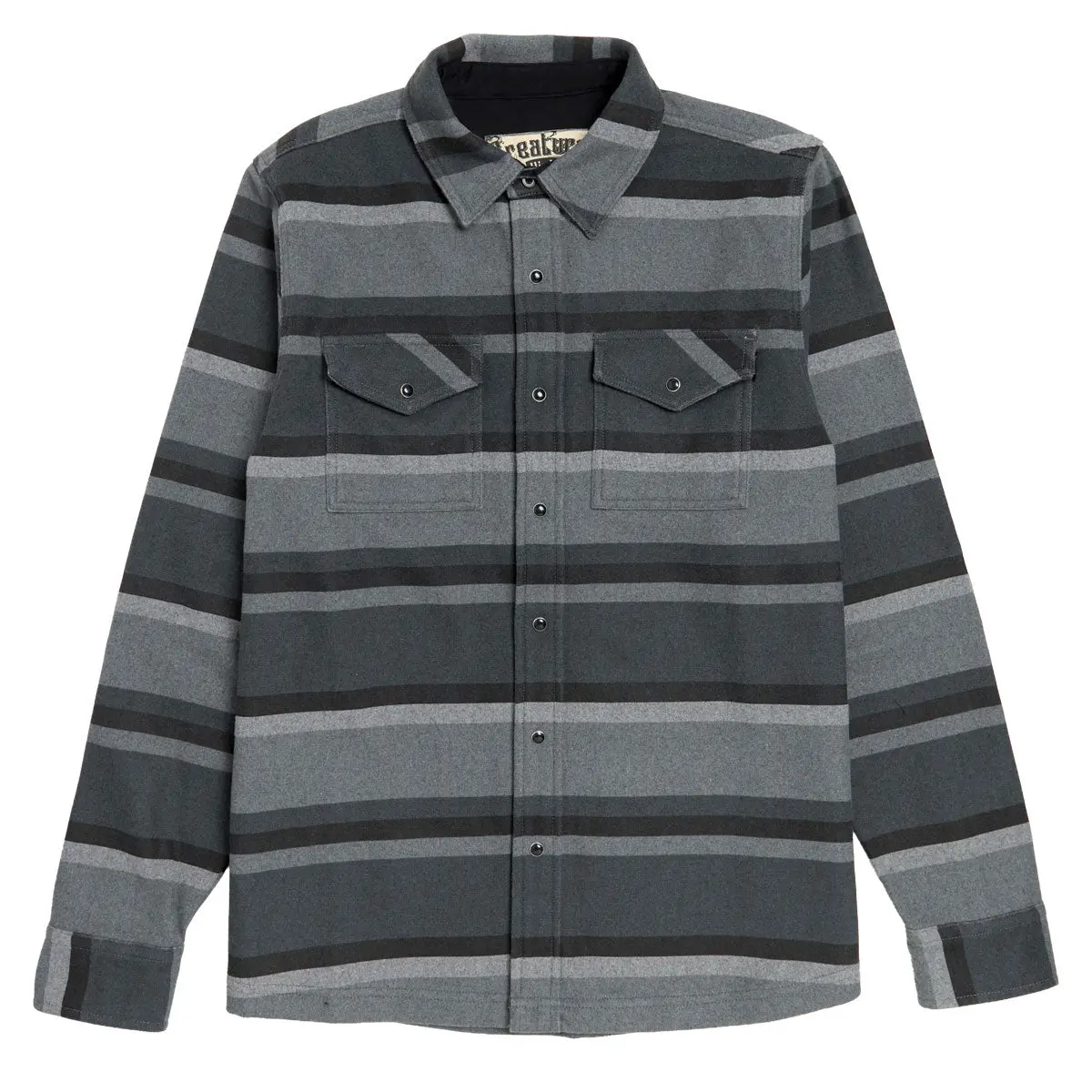 Creature Horizon Long Sleeve Flannel Shirt - Grey Scale 1