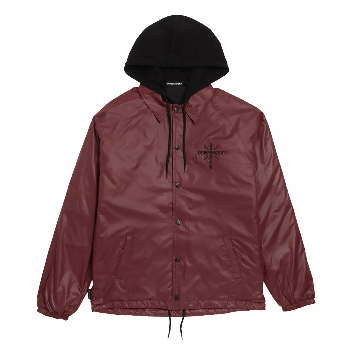 Independent Dressen Skull Rose Hooded Windbreaker Jacket - Burgundy 1