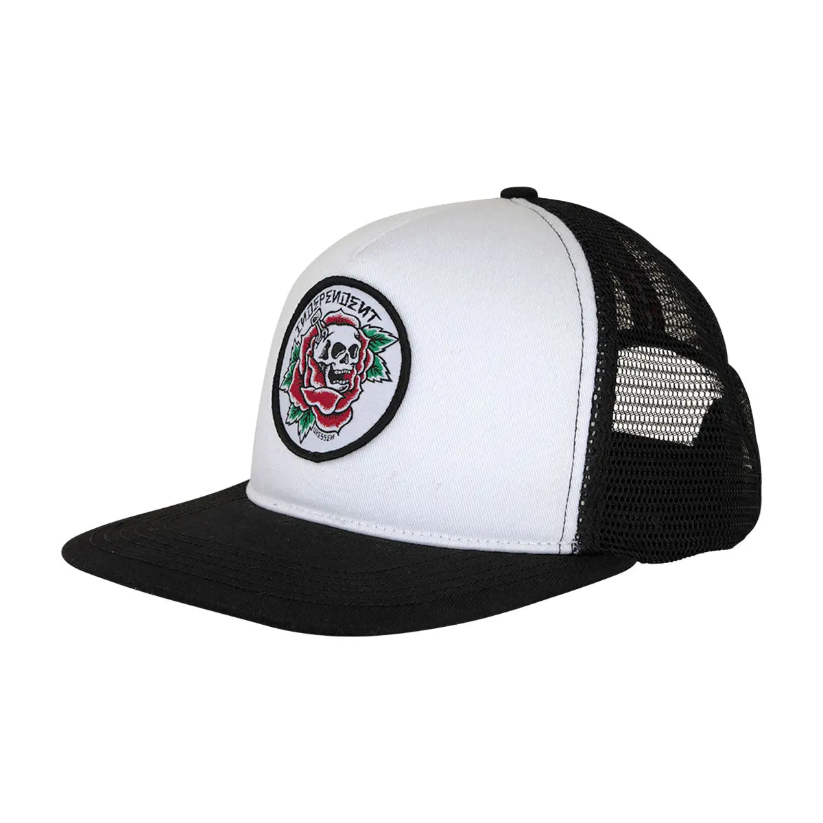 Independent Dressen Skull Rose Snapback Hat - White/Black 1