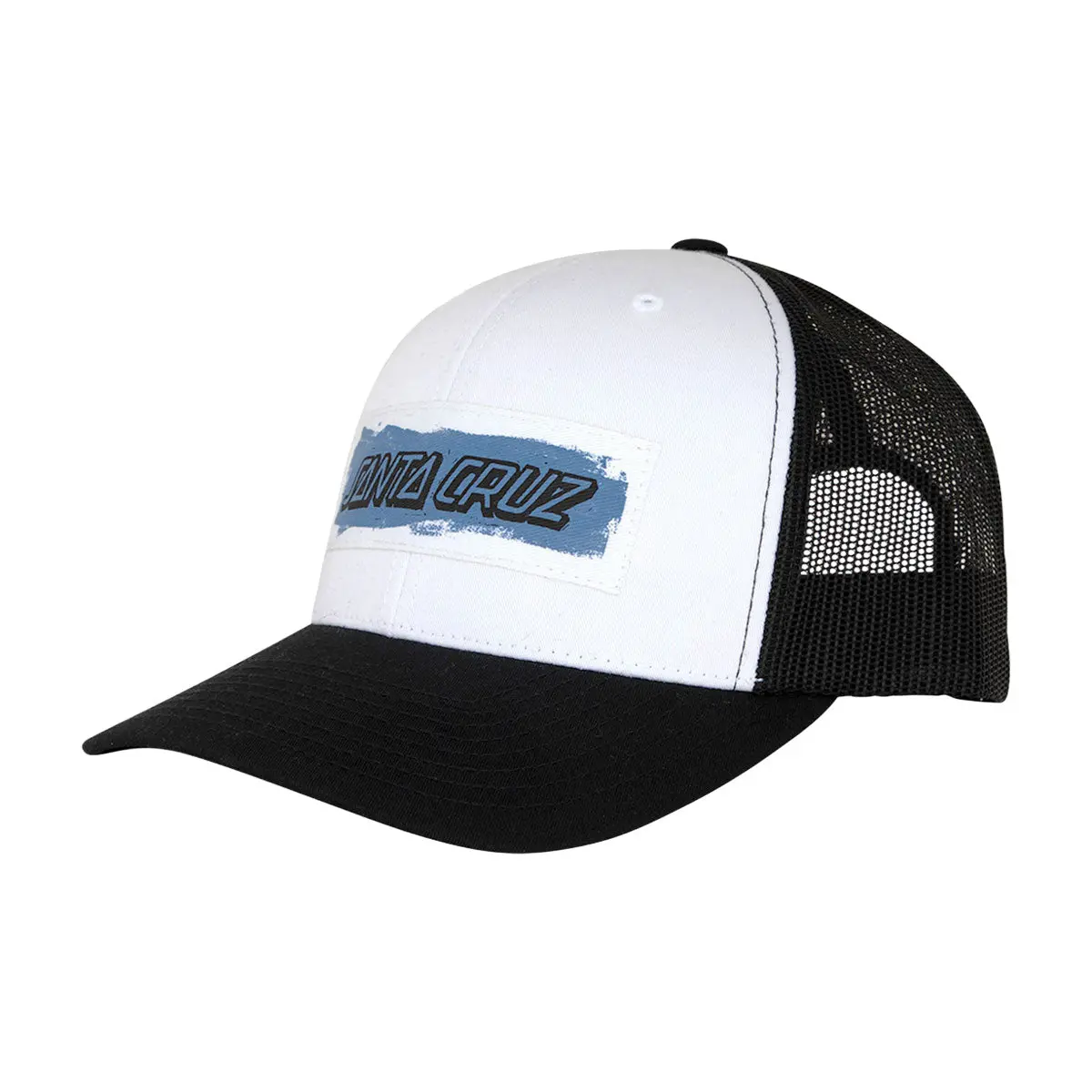 Santa Cruz Cut Strip Mesh Trucker Hat - White/Black 1