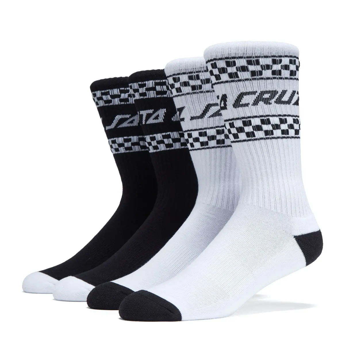 Santa Cruz Drift Strip Crew 2 Pack Of Socks - White/Black Multi 1