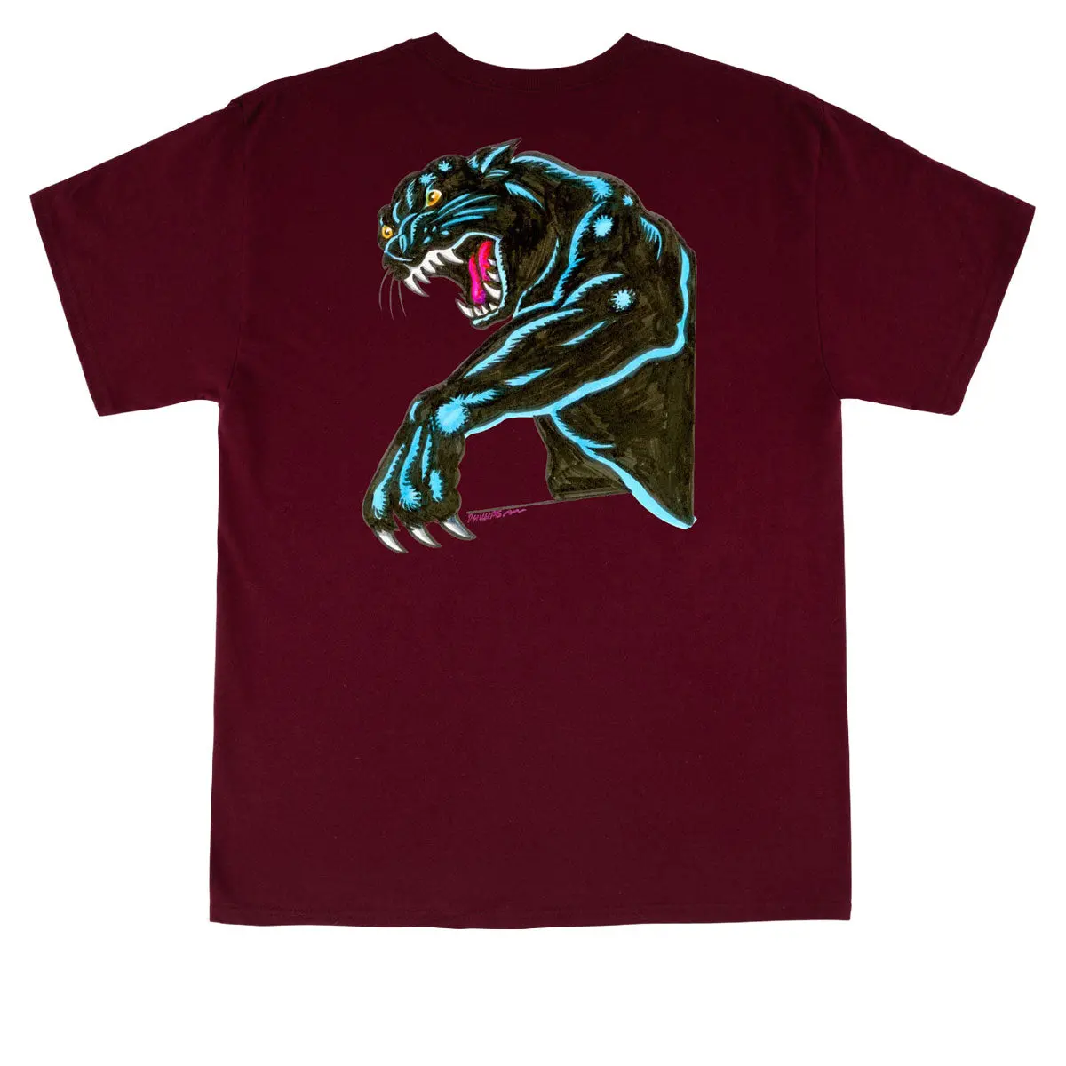 Santa Cruz Natas Sketch Panther T-Shirt - Maroon 1