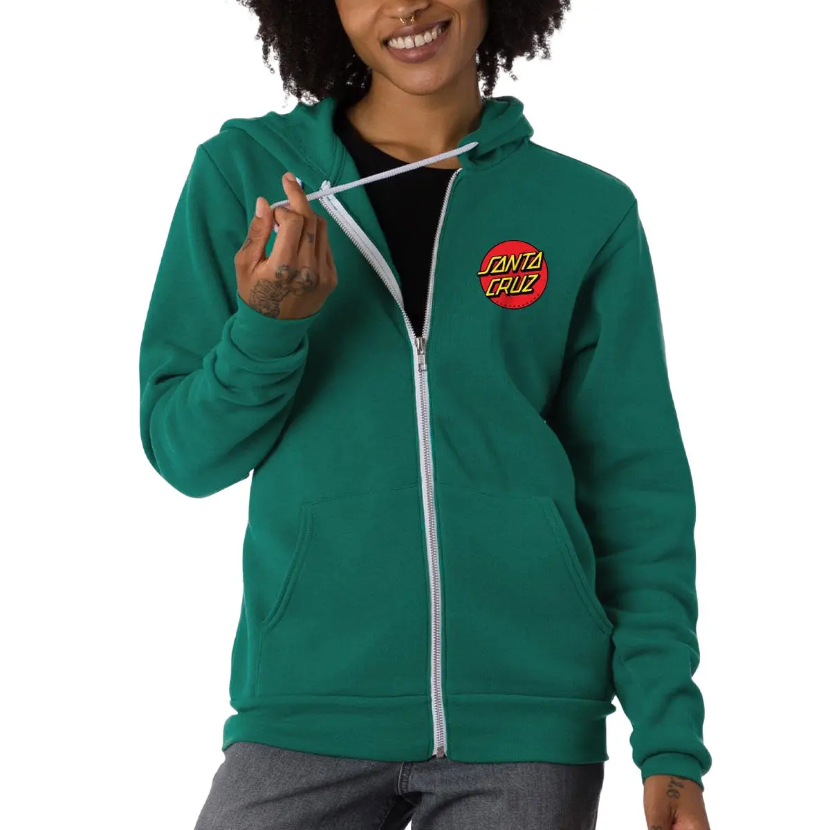 Santa Cruz Womens Classic Dot Zip Hoodie - Alpine Green 1