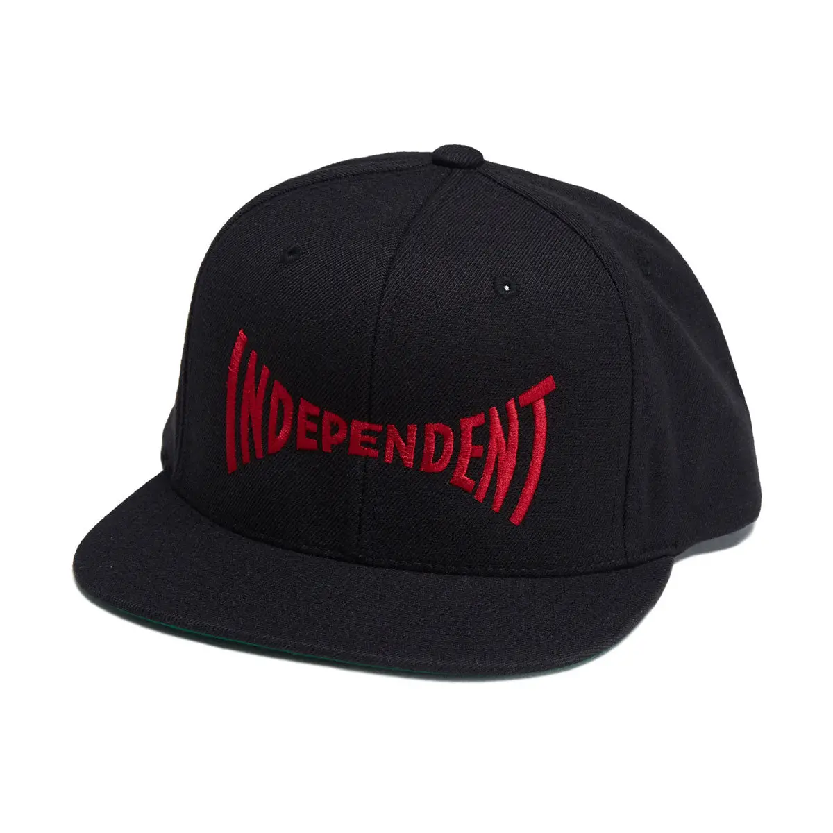 Independent Span Embroidered Snapback Hat - Black/Dark Red 1
