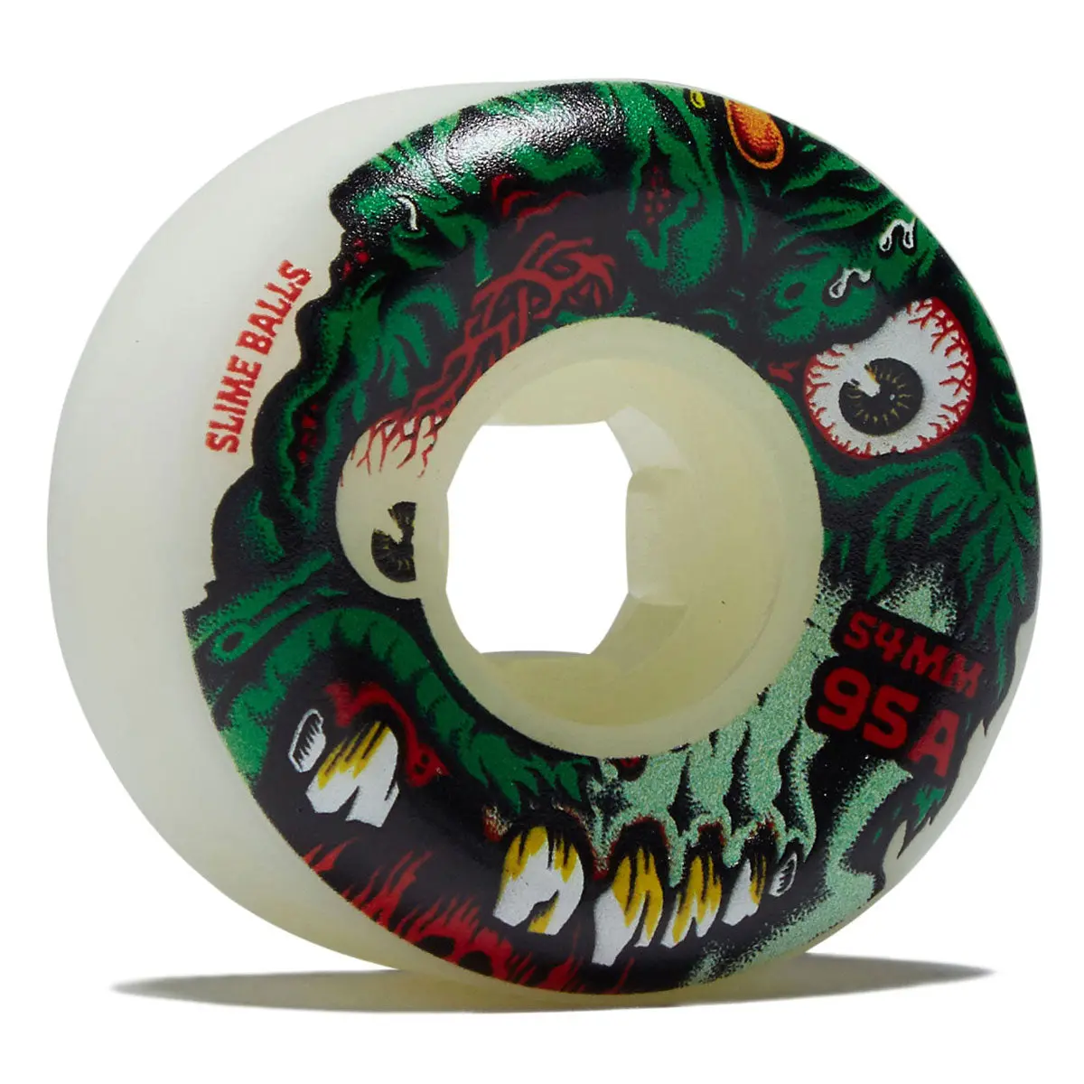 Slime Balls Roskopp Face Two Reissue Hardline 95A Skateboard Wheels - White - 54Mm 1