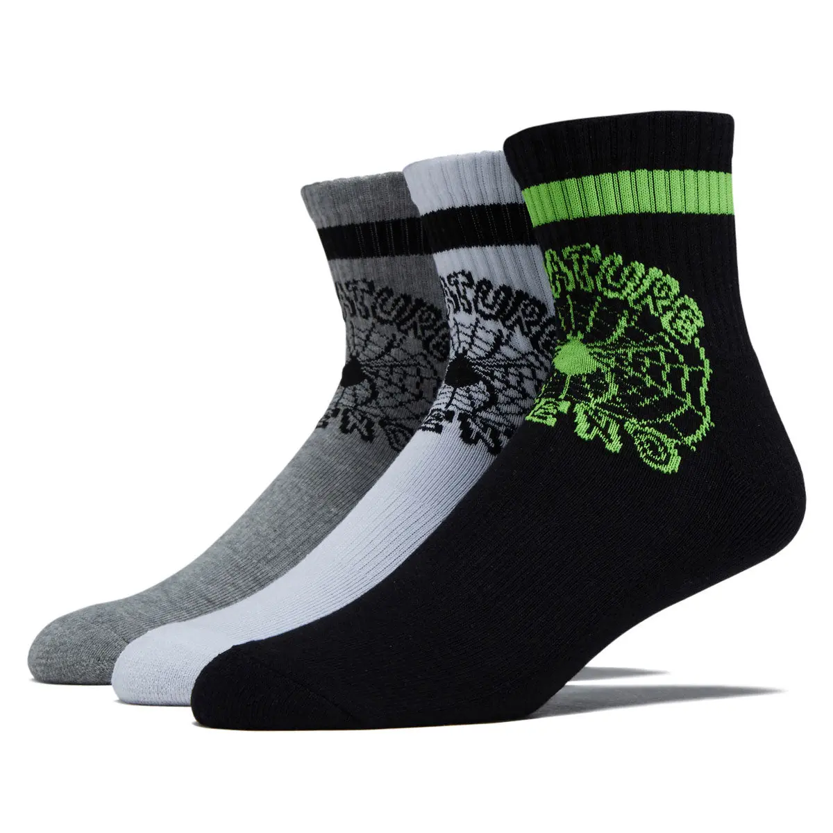 Creature Web Quarter 3-Pack Of Quarter Socks - Black/White/Grey Heather 1