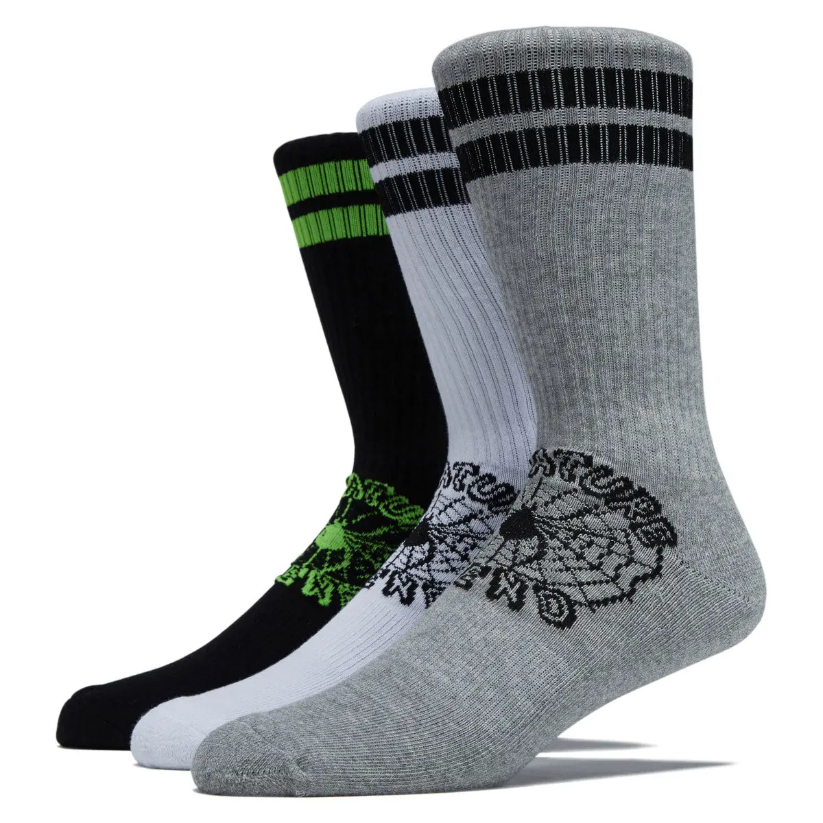 Creature Web Crew 3-Pack Of Crew Socks - Black/White/Grey Heather 1