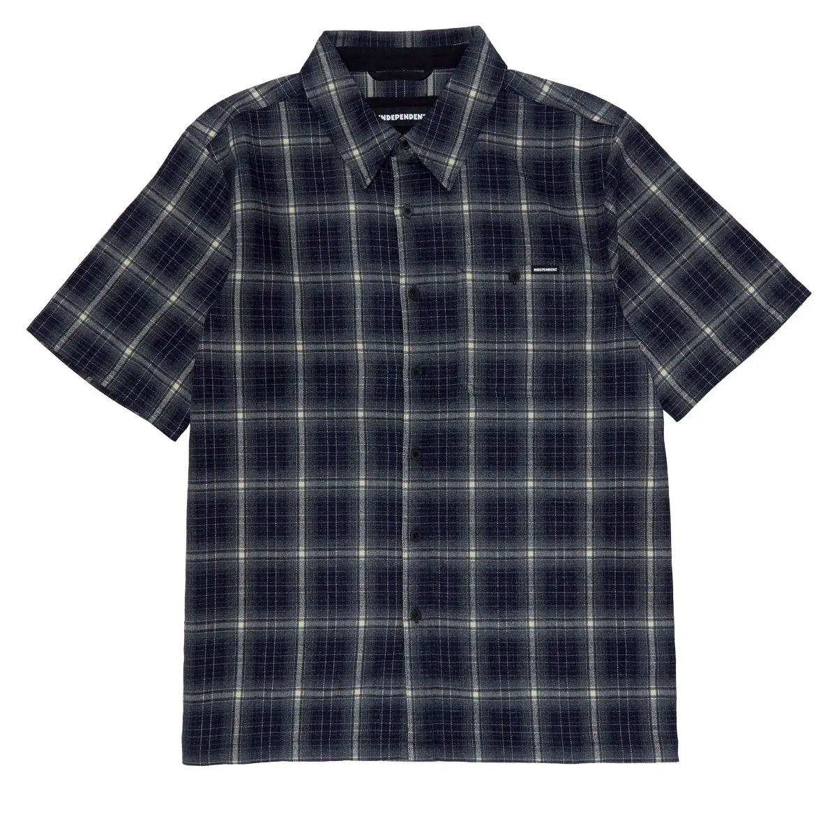 Independent Belmont Short Sleeve Flannel Shirt - Navy/White 1
