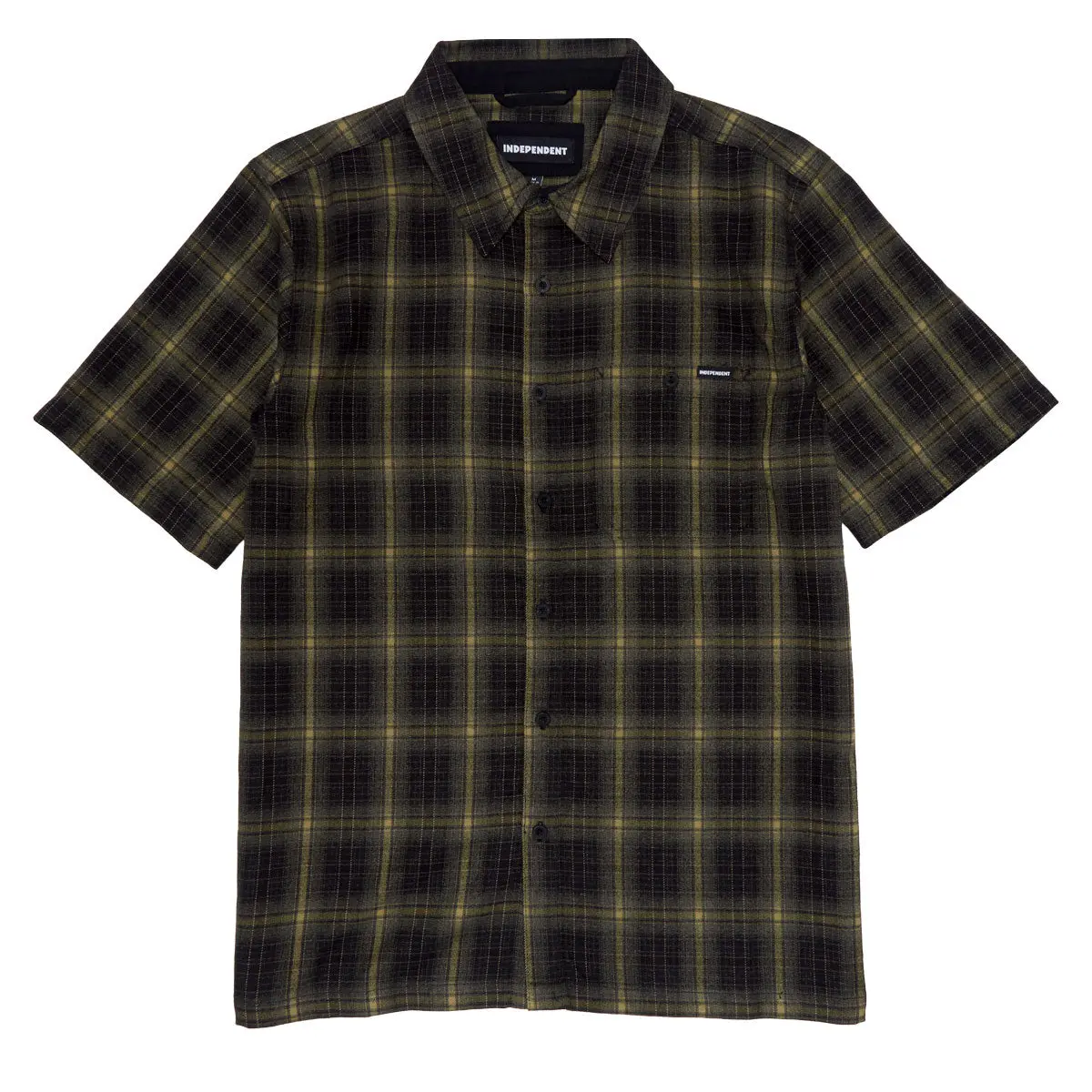 Independent Belmont Short Sleeve Flannel Shirt - Black/Tan 1