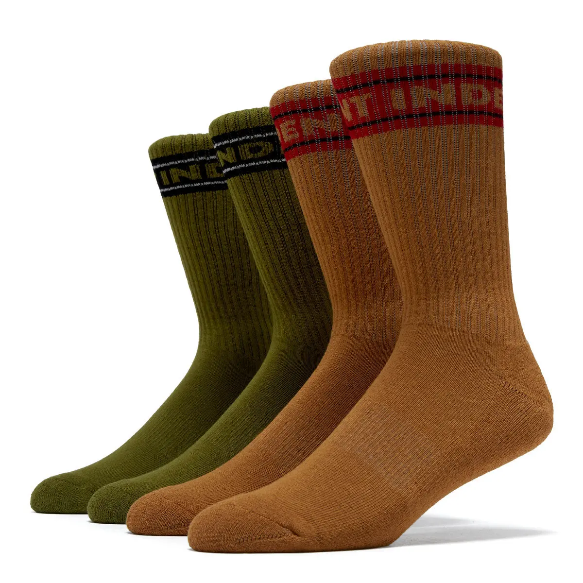 Independent Bar Logo Crew 2 Pack Of Socks - Sand/Army 1