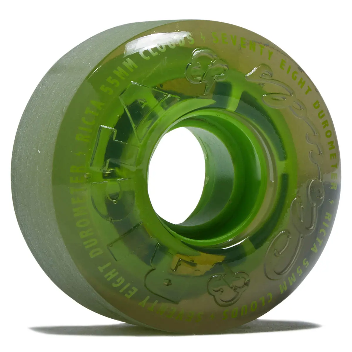 Ricta Clouds 78A Skateboard Wheels - Transparent Black/Green - 55Mm 1