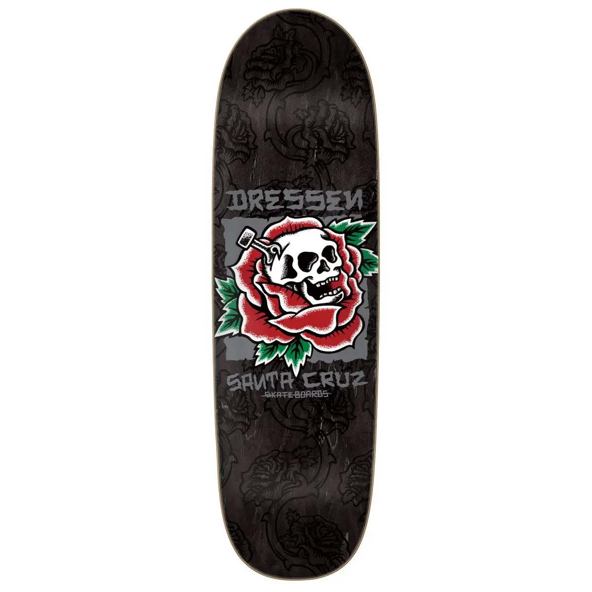 Santa Cruz Dressen Skull Rose Pro Shaped Skateboard Deck - 9.25" 1