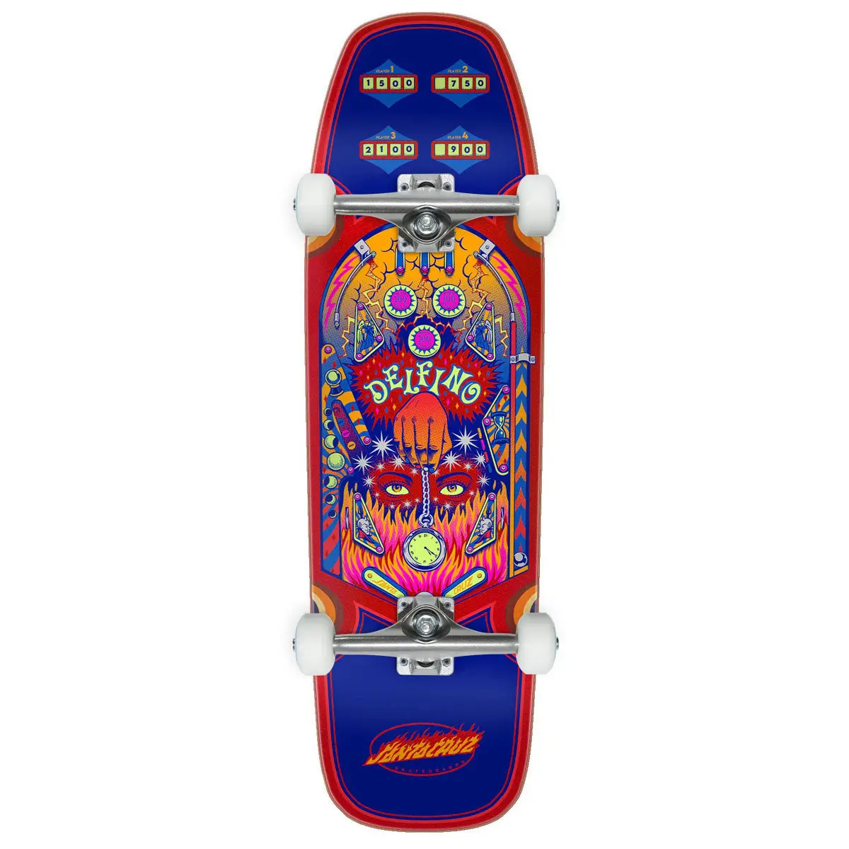 Santa Cruz Delfino Pinball Pro Shaped Skateboard Complete - 9.14" 1