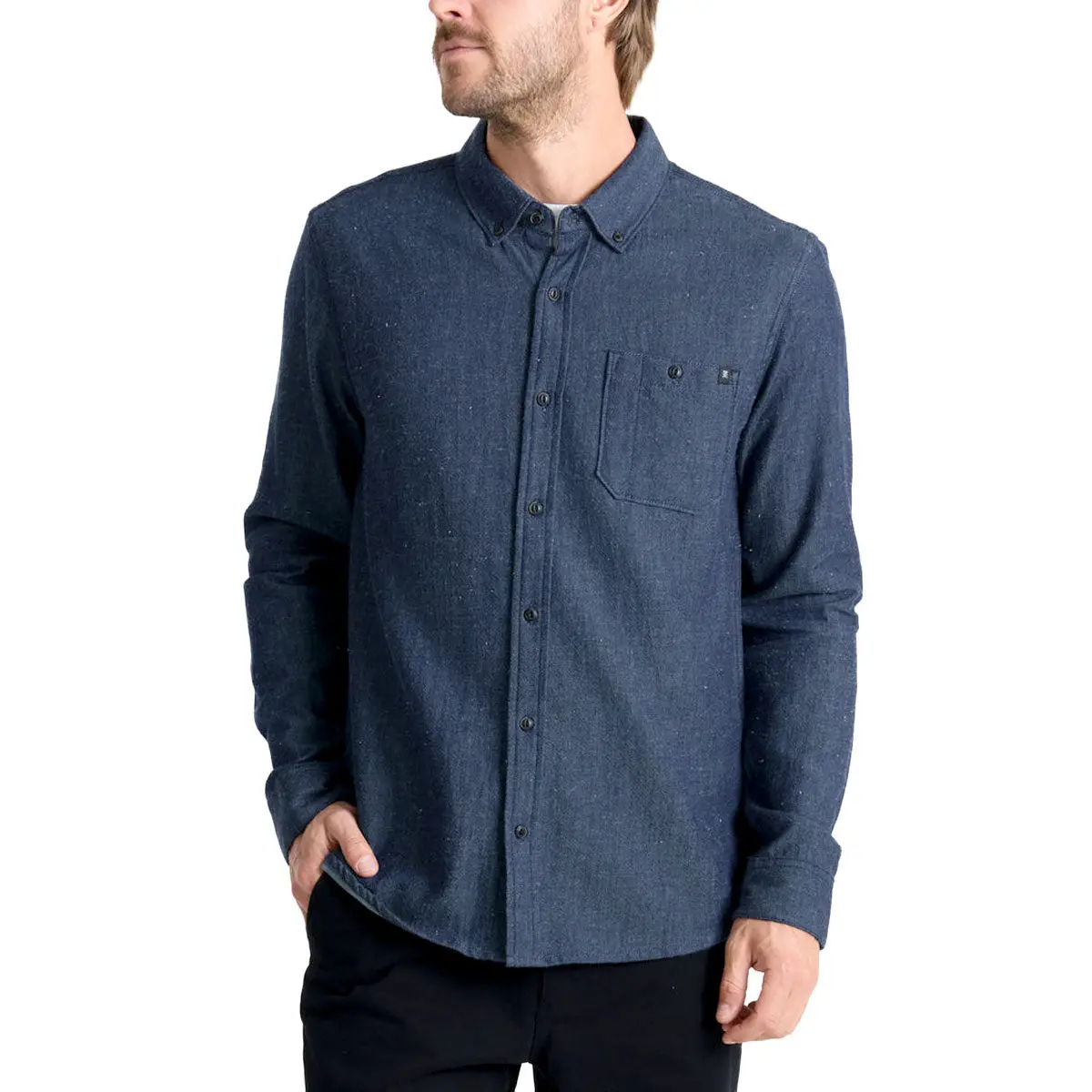 Roark Scholar Chambray Long Sleeve Shirt - Mid Indigo 1