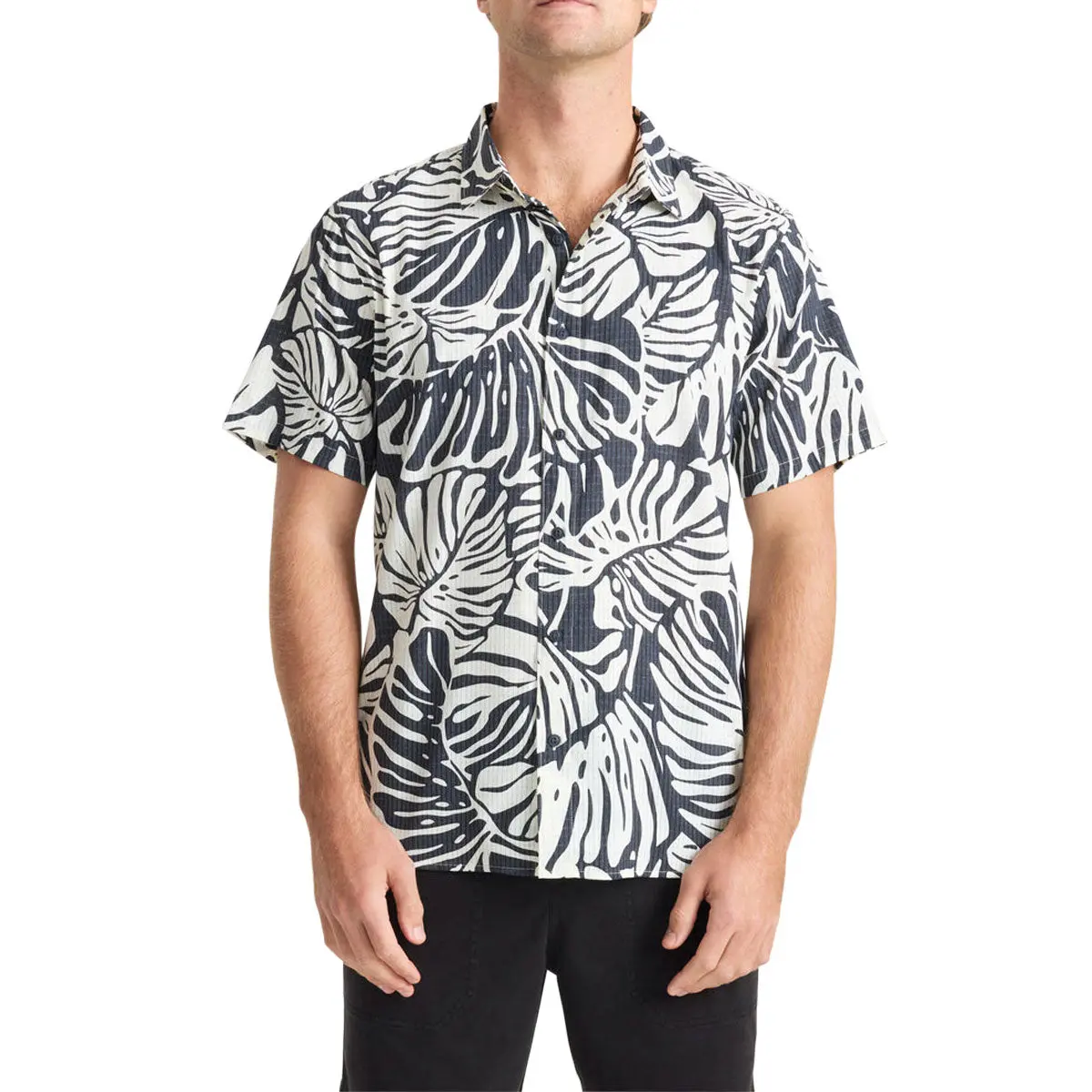 Roark Bless Up Shirt - Black Monstera 1